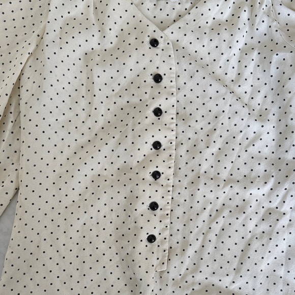 Vintage Young Edwardian by Arpeja Polka Dot Babydoll Mini Dress w/ Flare Sleeves - Picture 11 of 14